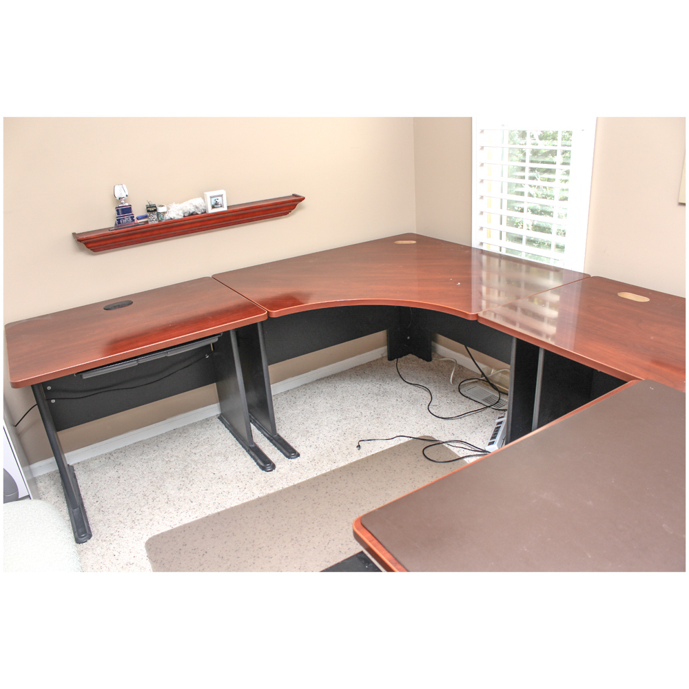 Bush Business Furniture Cherry Laminate Four-Piece Desk
