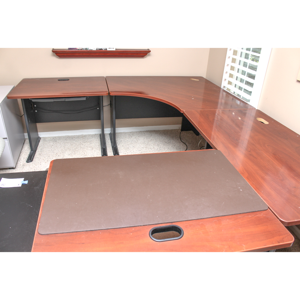 Bush Business Furniture Cherry Laminate Four-Piece Desk