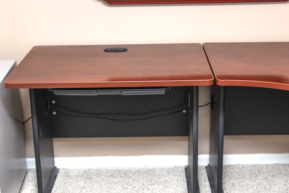 Bush Business Furniture Cherry Laminate Four-Piece Desk