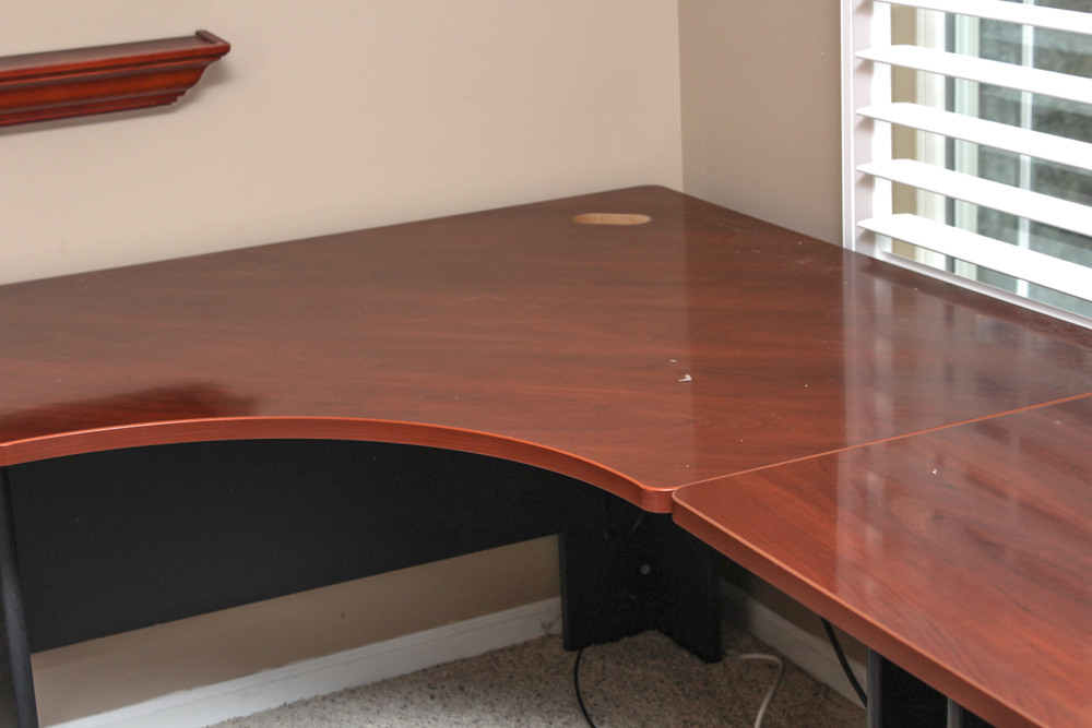 Bush Business Furniture Cherry Laminate Four-Piece Desk