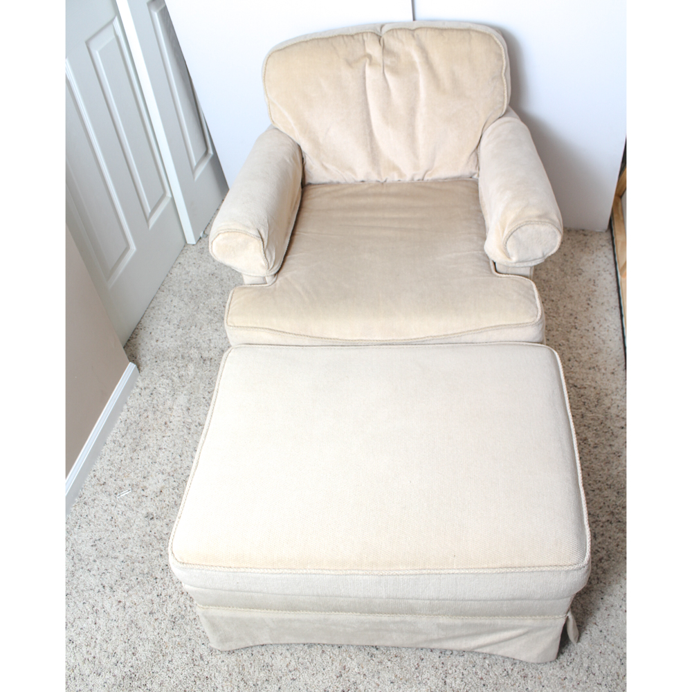 Custom Upholstered Chair with Ottoman by Gilliam