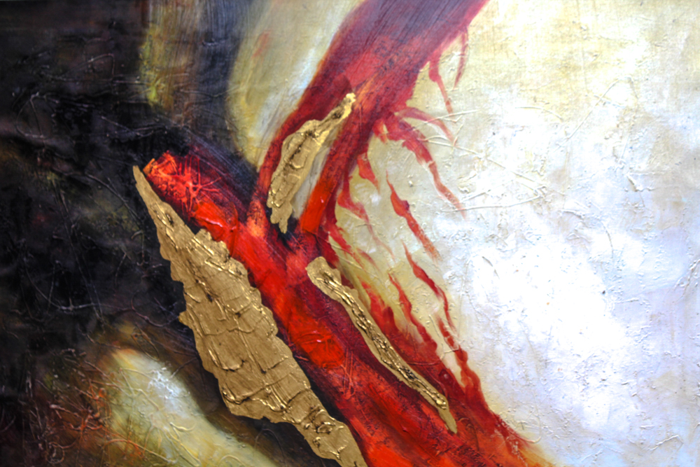 "Galaxy of Gold I" Embellished Giclee on Canvas