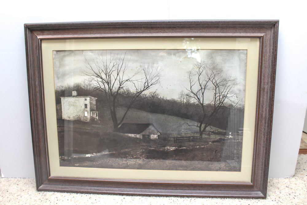 Unsigned Pastoral Landscape Offset Lithograph