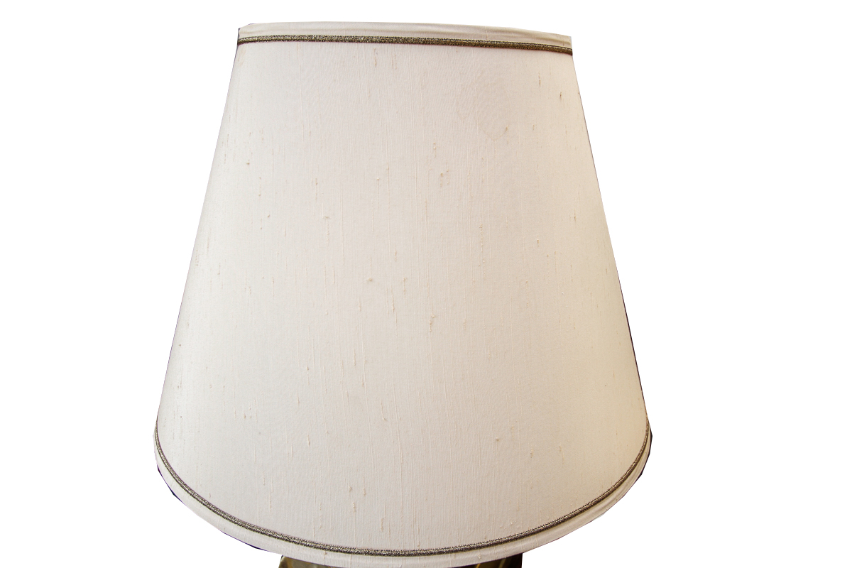 Pair of Vintage Brass Table Lamps with White Shades