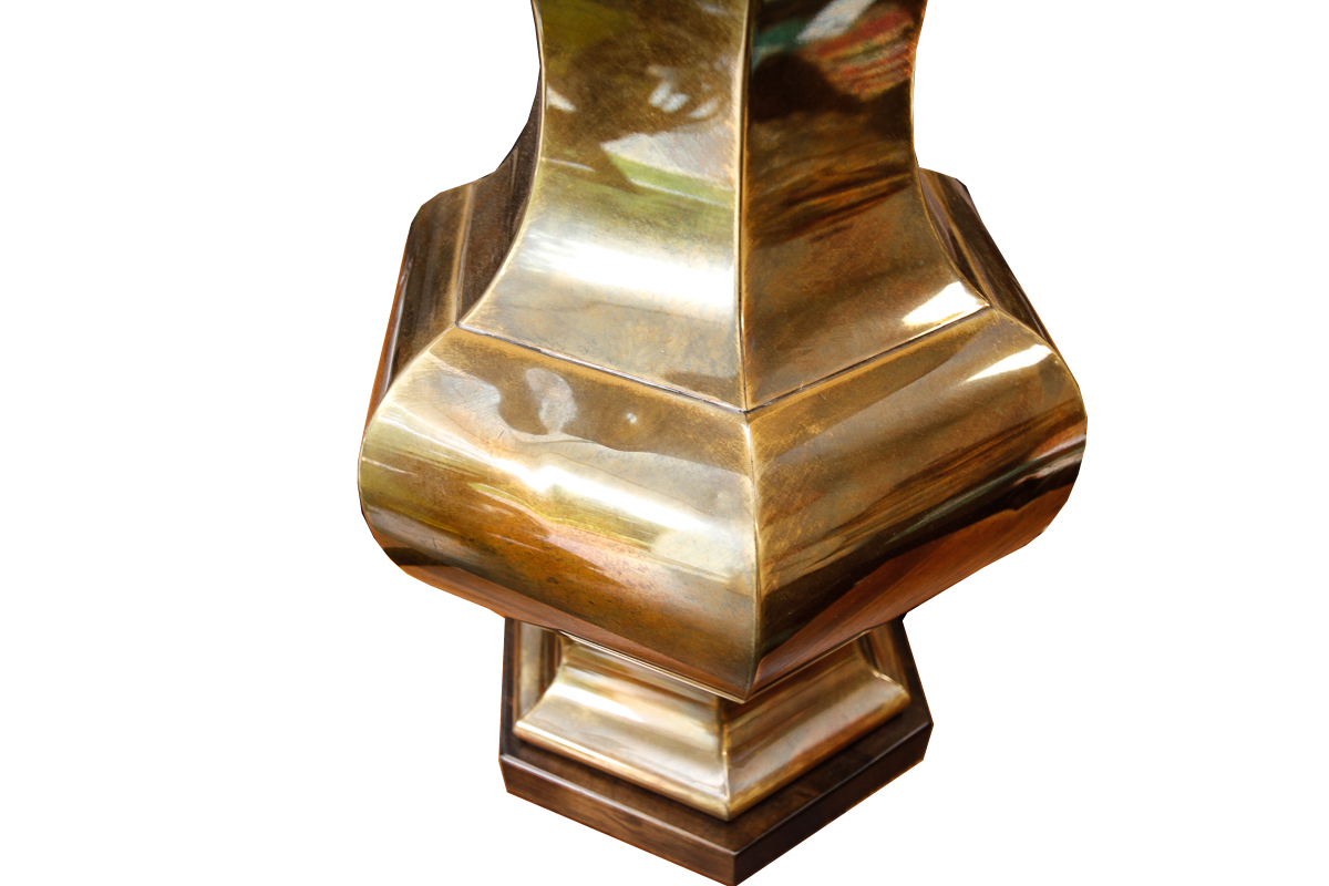 Pair of Vintage Brass Table Lamps with White Shades