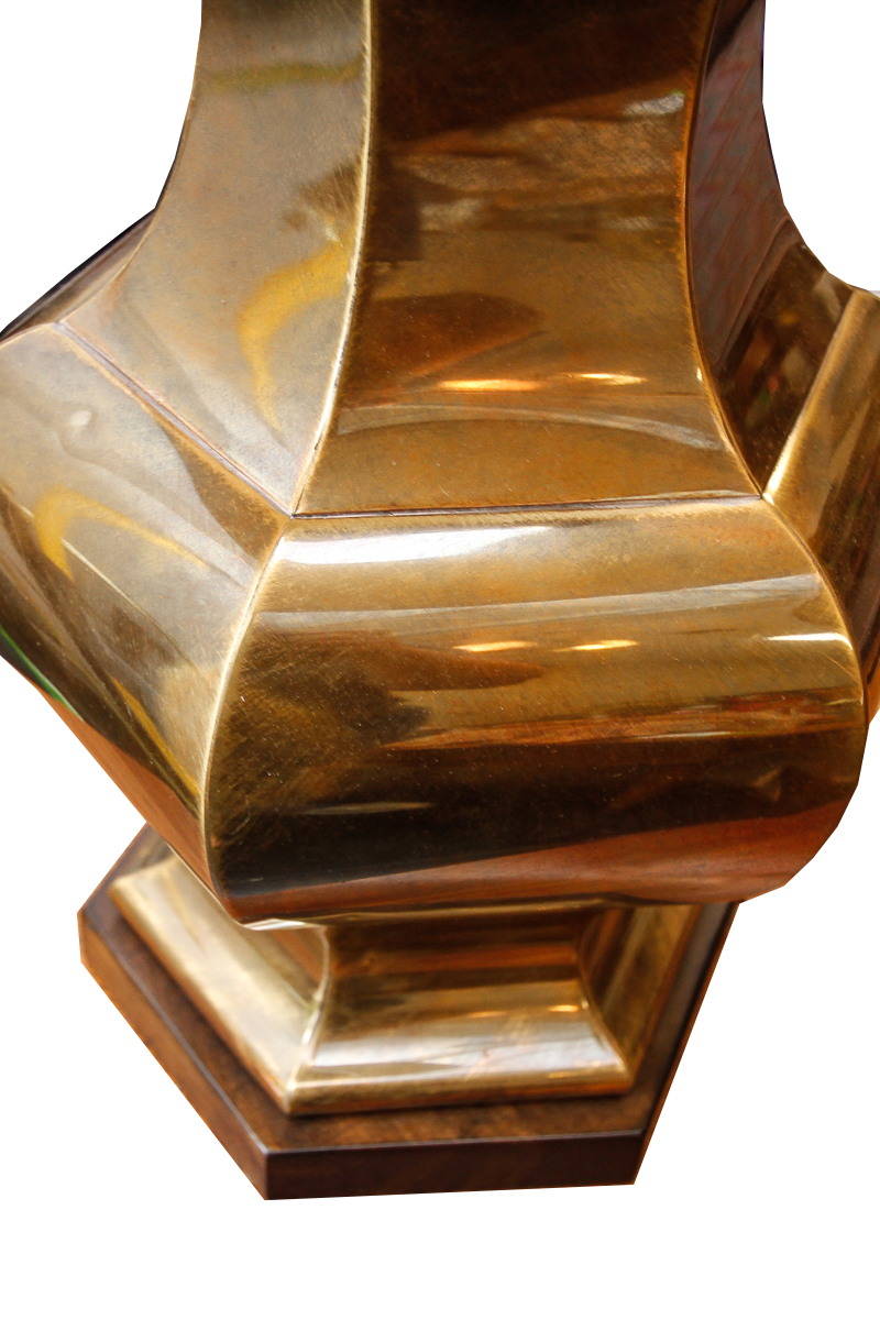 Pair of Vintage Brass Table Lamps with White Shades