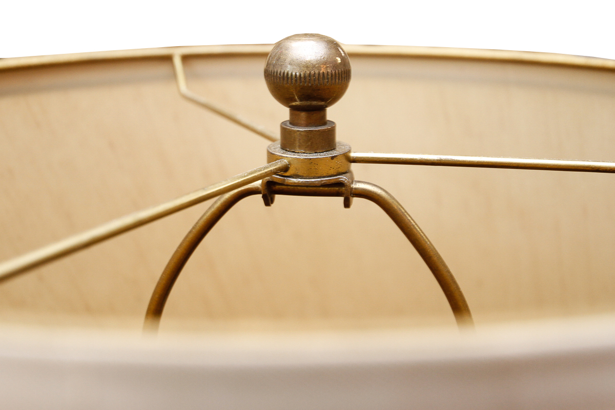 Pair of Vintage Brass Table Lamps with White Shades