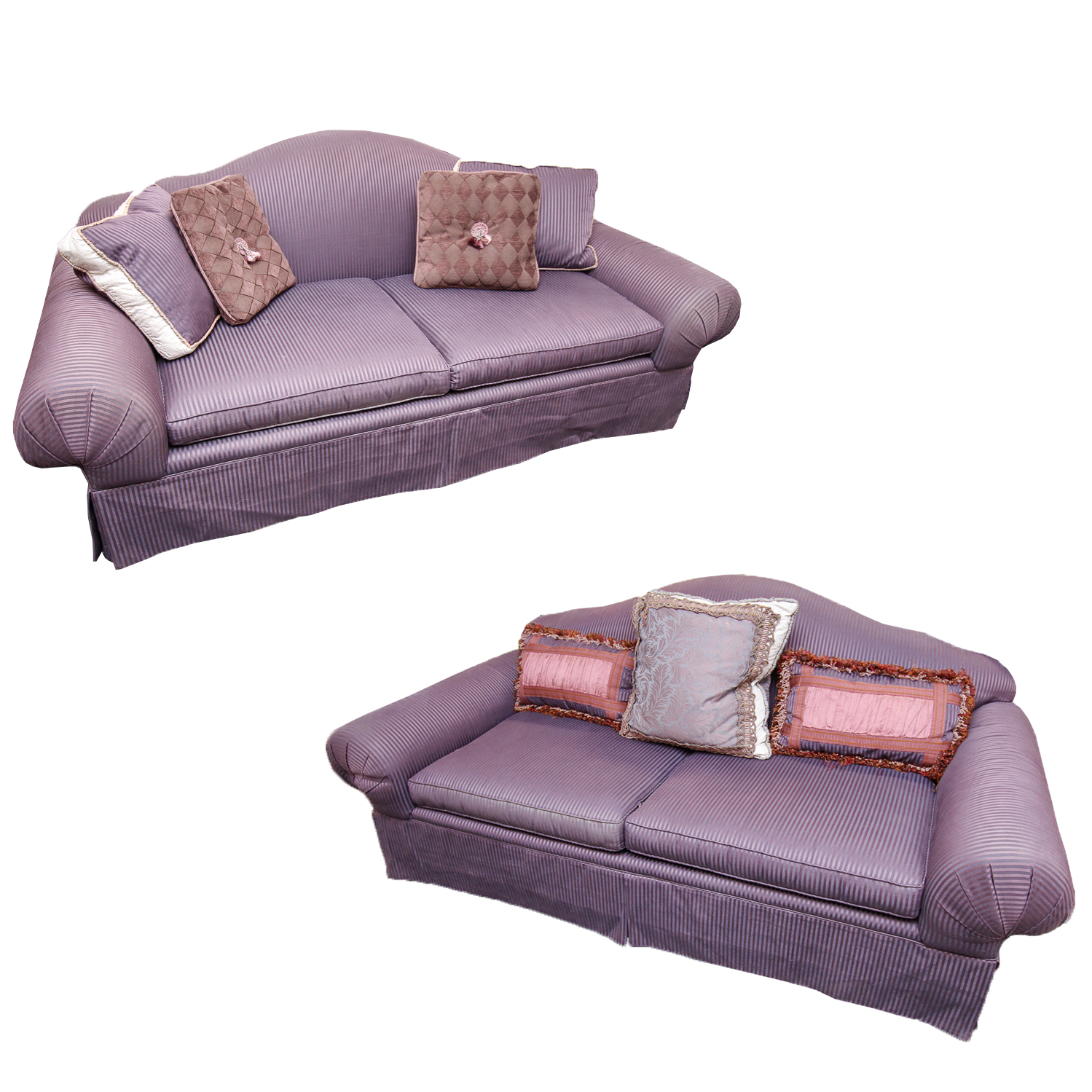 Vintage Purple Camel Back Sofas