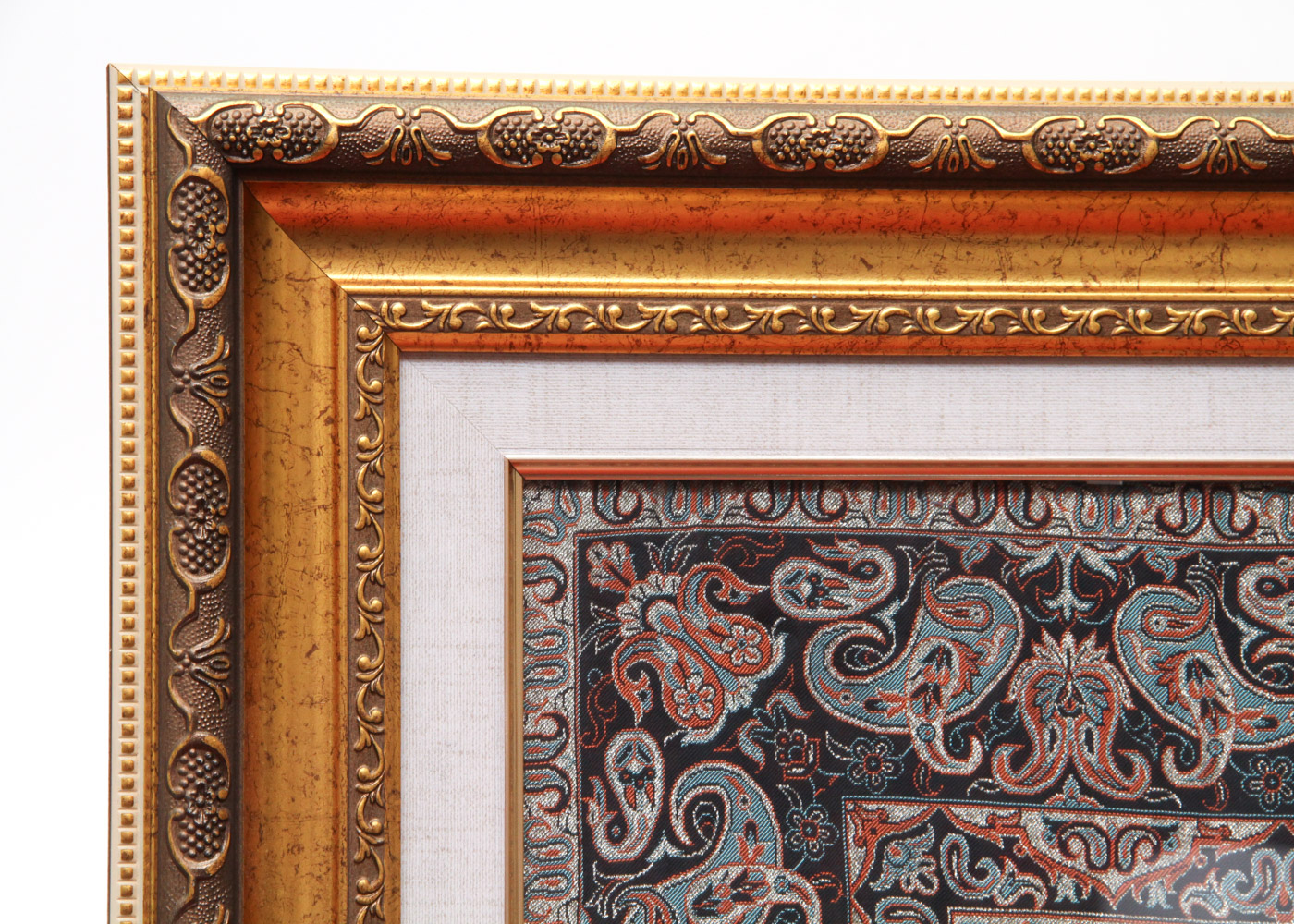 Exceptional Persian Framed Antique Handwoven Silk Termeh Cloth