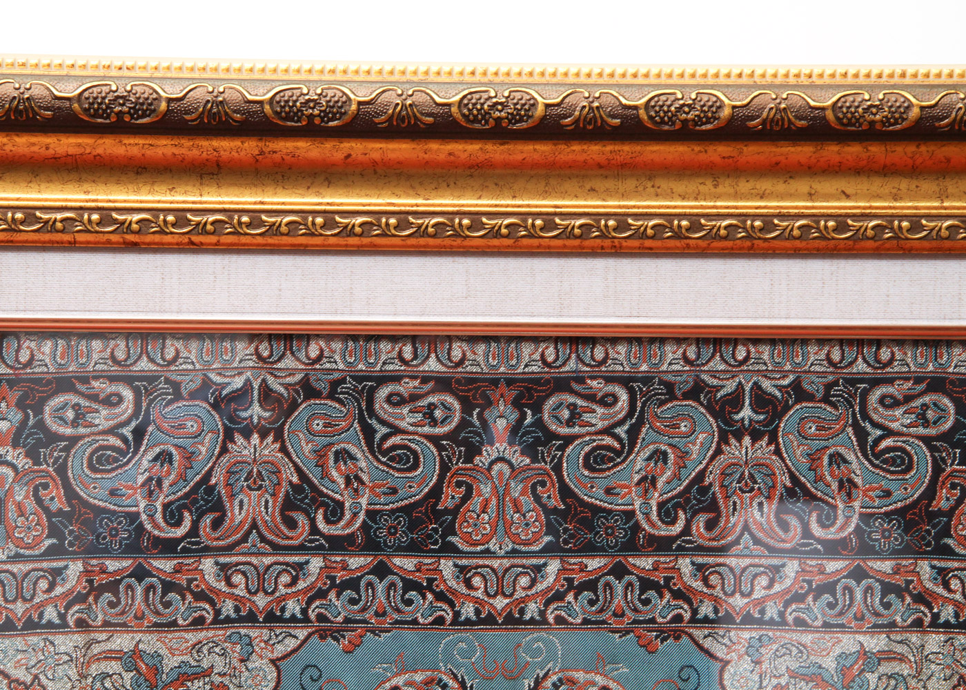 Exceptional Persian Framed Antique Handwoven Silk Termeh Cloth
