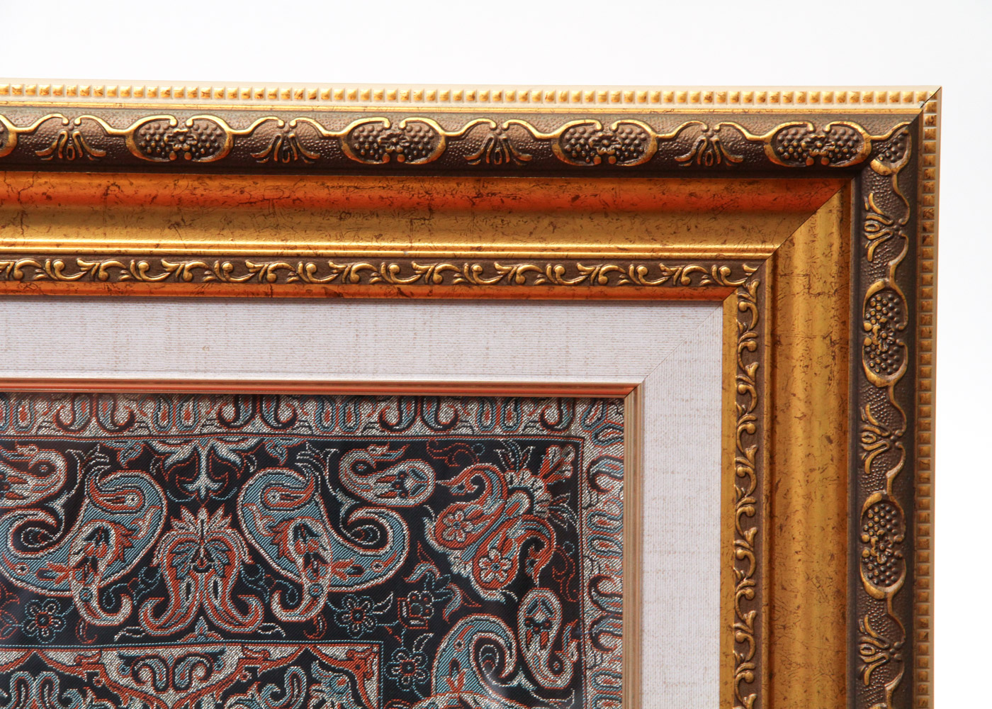 Exceptional Persian Framed Antique Handwoven Silk Termeh Cloth
