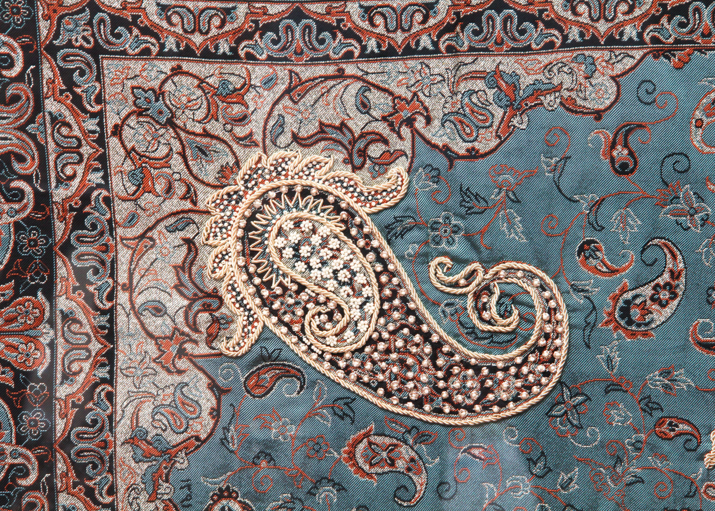 Exceptional Persian Framed Antique Handwoven Silk Termeh Cloth