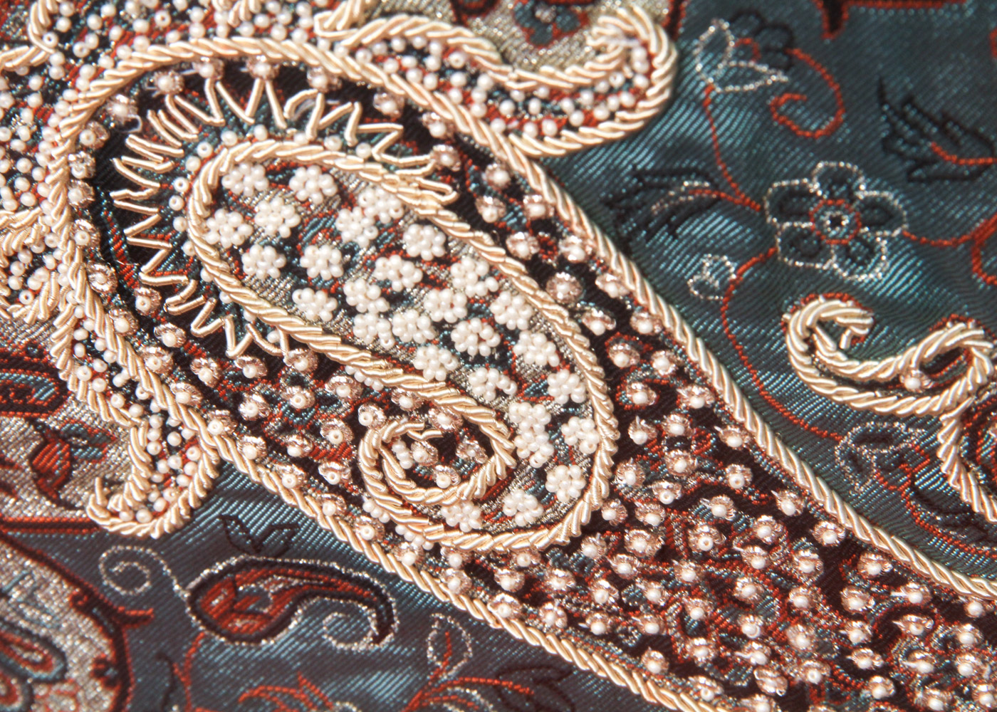 Exceptional Persian Framed Antique Handwoven Silk Termeh Cloth
