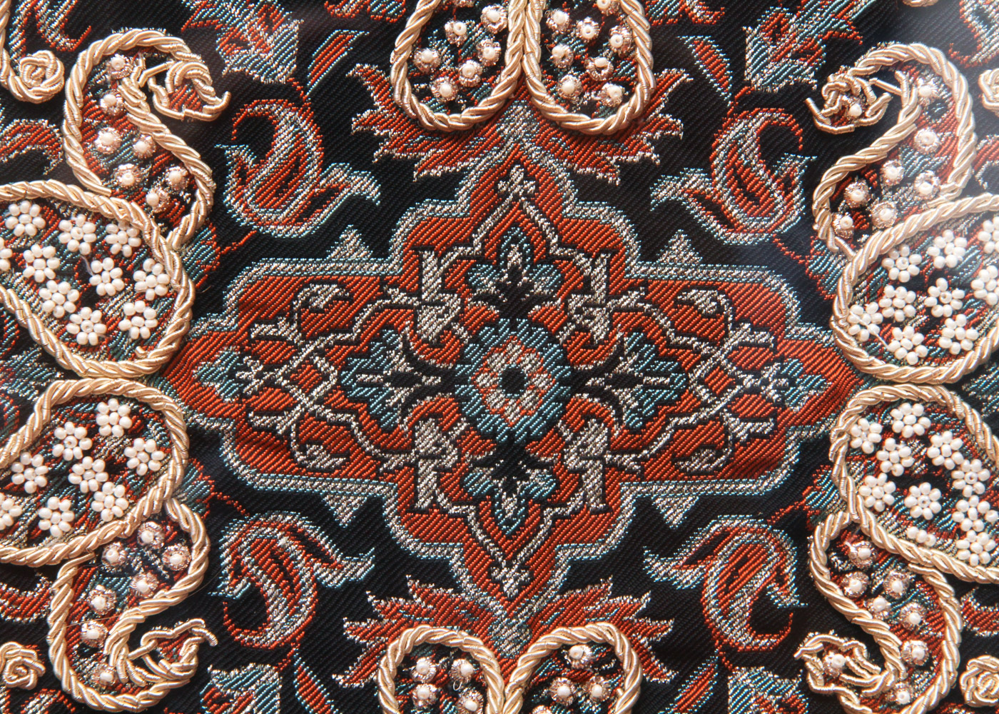 Exceptional Persian Framed Antique Handwoven Silk Termeh Cloth