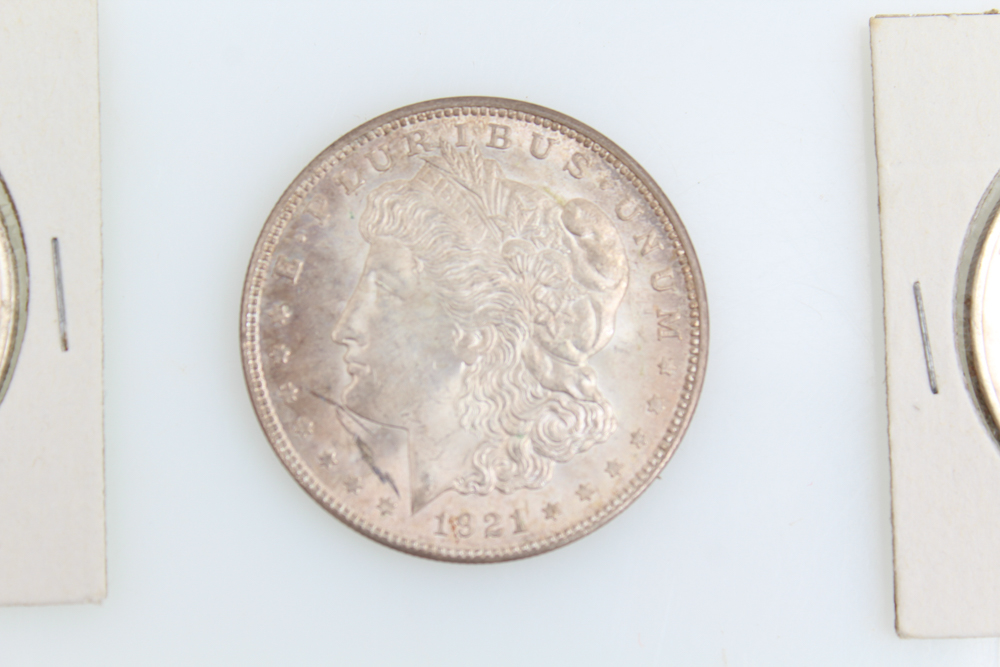 1921 Morgan 1922-D and 1923 Peace Silver Dollars
