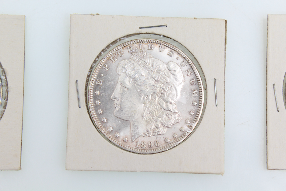 1885-O 1896 and 1921 Morgan Silver Dollars