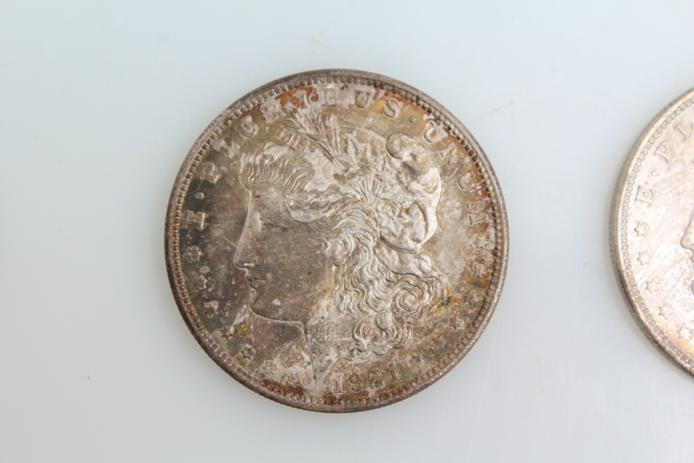Three 1921 Morgan Silver Dollars