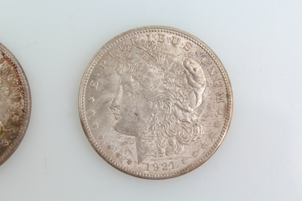 Three 1921 Morgan Silver Dollars