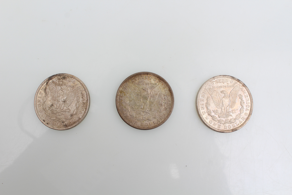 Three 1921 Morgan Silver Dollars