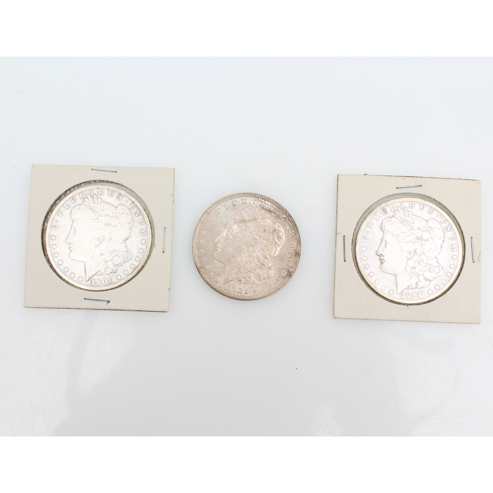 1900-O 1901-O and 1921 Morgan Silver Dollars
