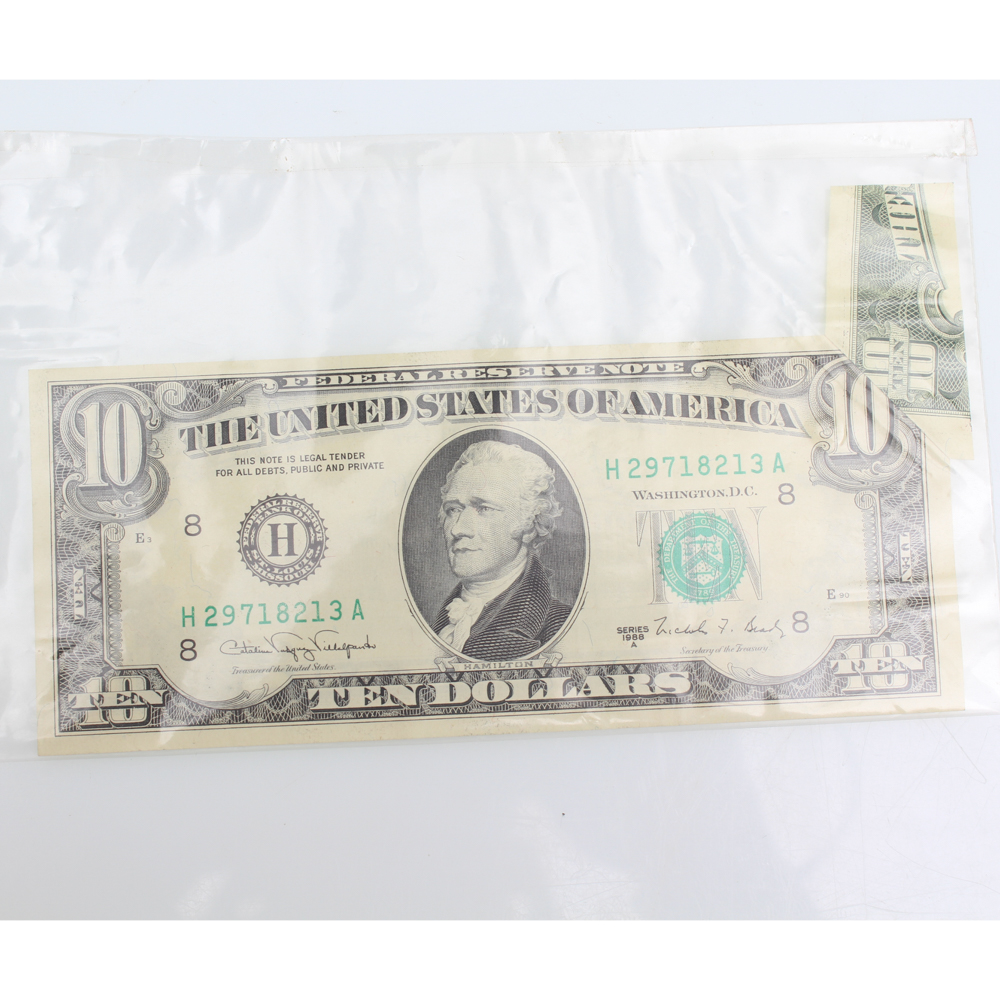 Misprint 1988-A Ten Dollar Bill