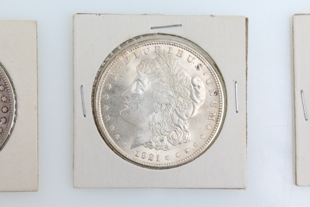 1884-S 1896 and 1921 Morgan Silver Dollars