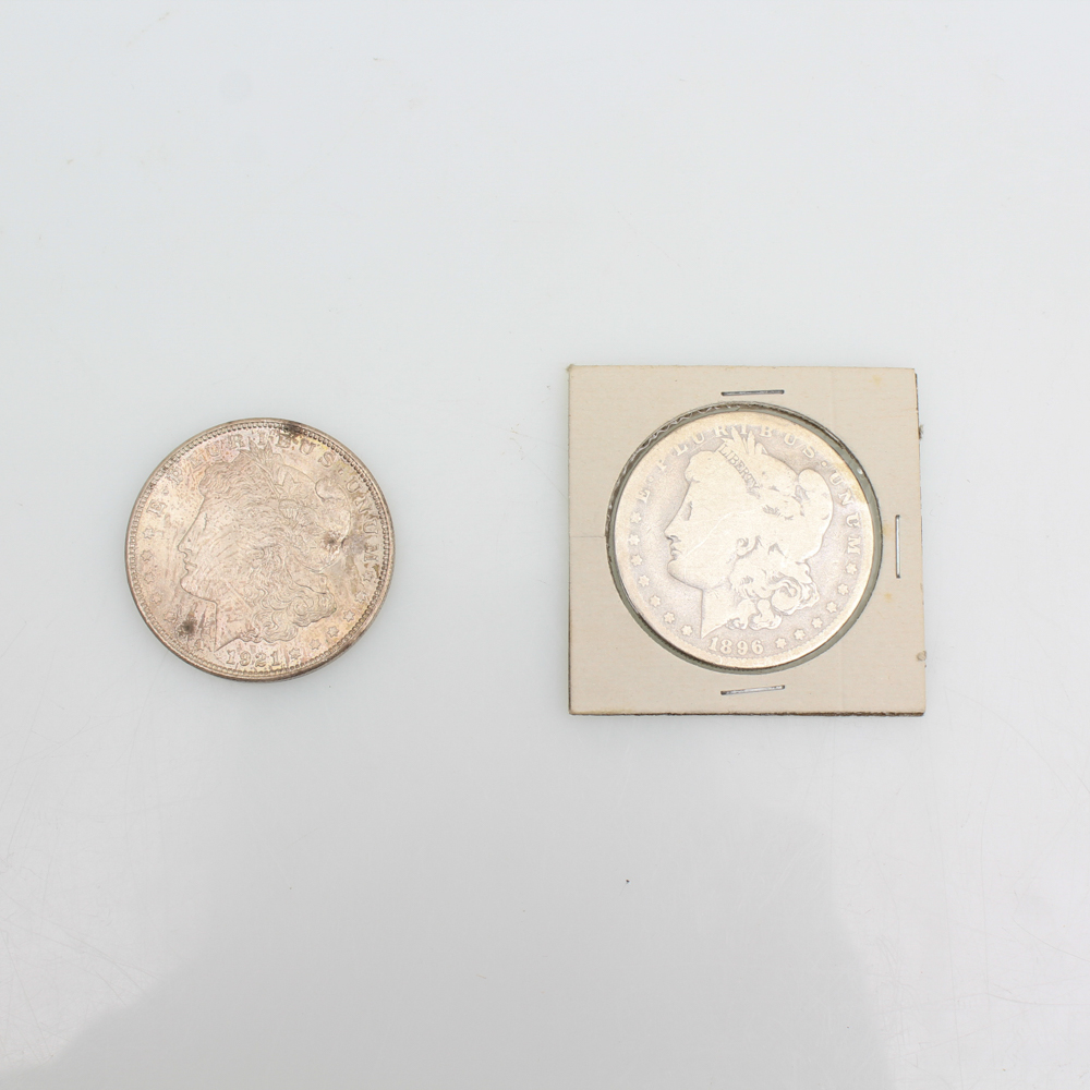 1896-O and 1921 Morgan Silver Dollars