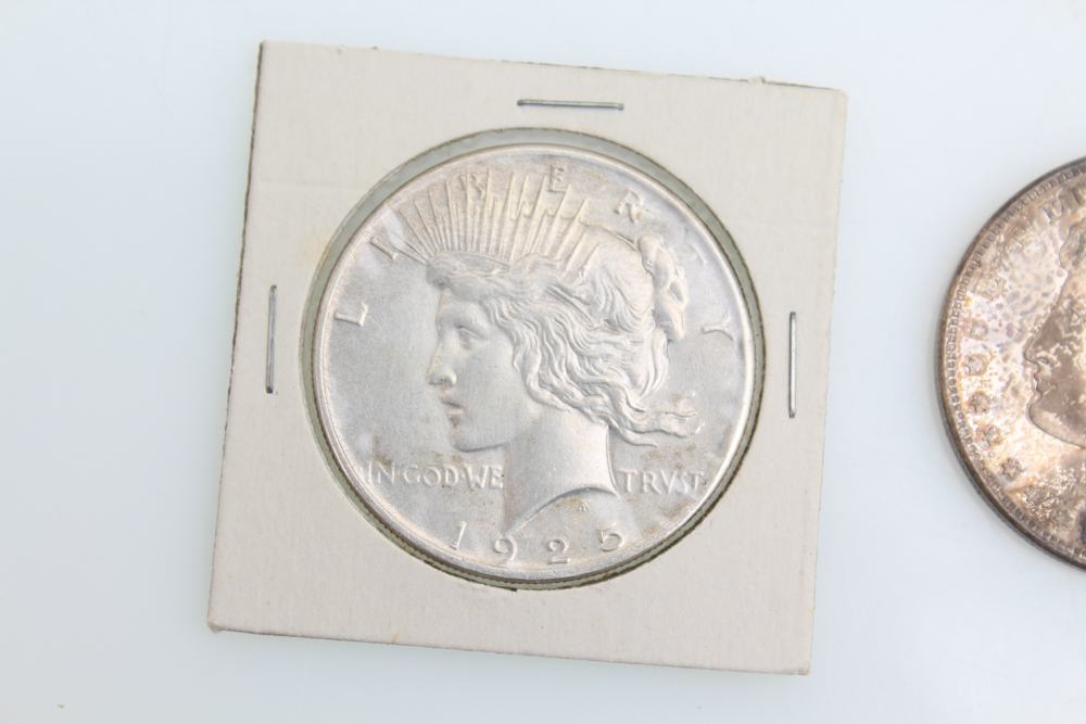 1921 Morgan 1922 and 1925 Peace Silver Dollars