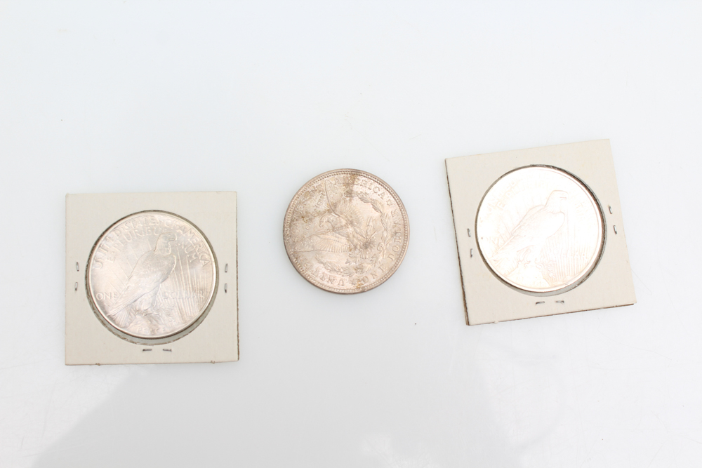 1921 Morgan 1922 and 1925 Peace Silver Dollars