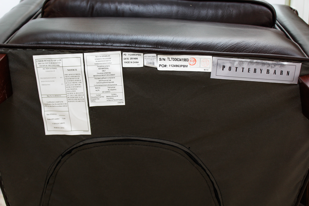 Pottery Barn "Irving" Leather Arm Chair