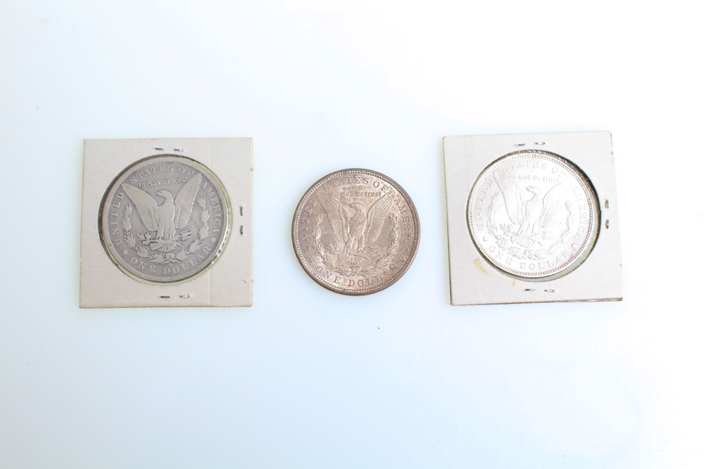 1889-O 1896 and 1921 Morgan Silver Dollars