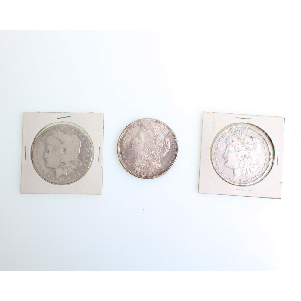1890-O 1892-O and 1921 Morgan Silver Dollars