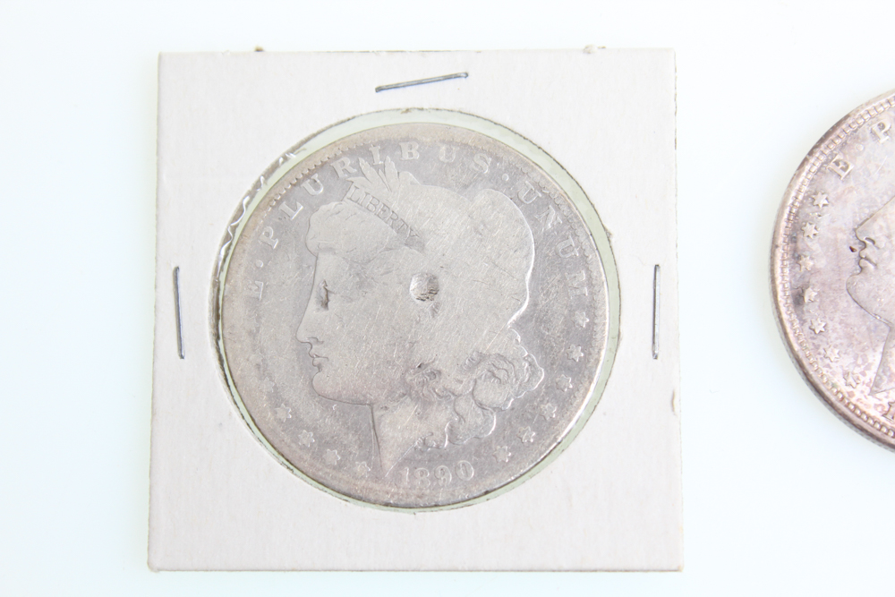 1890-O 1892-O and 1921 Morgan Silver Dollars