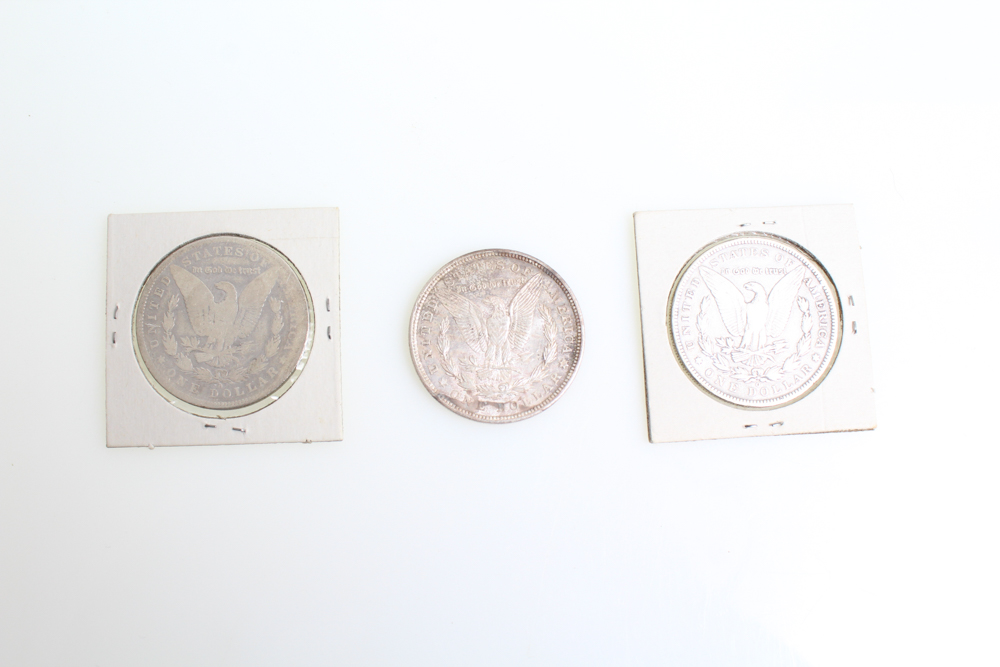 1890-O 1892-O and 1921 Morgan Silver Dollars