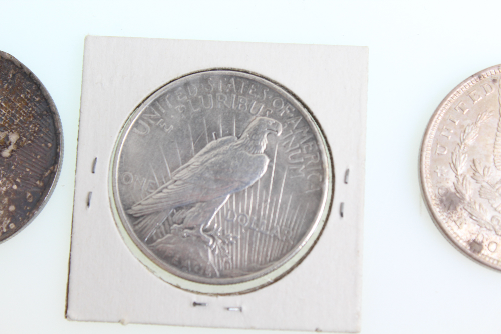 1921 Morgan 1922 and 1923 Peace Silver Dollars