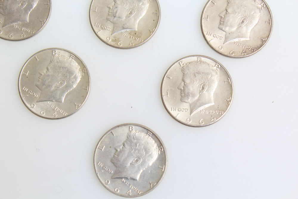 Sixteen 1964 Kennedy Half Dollars