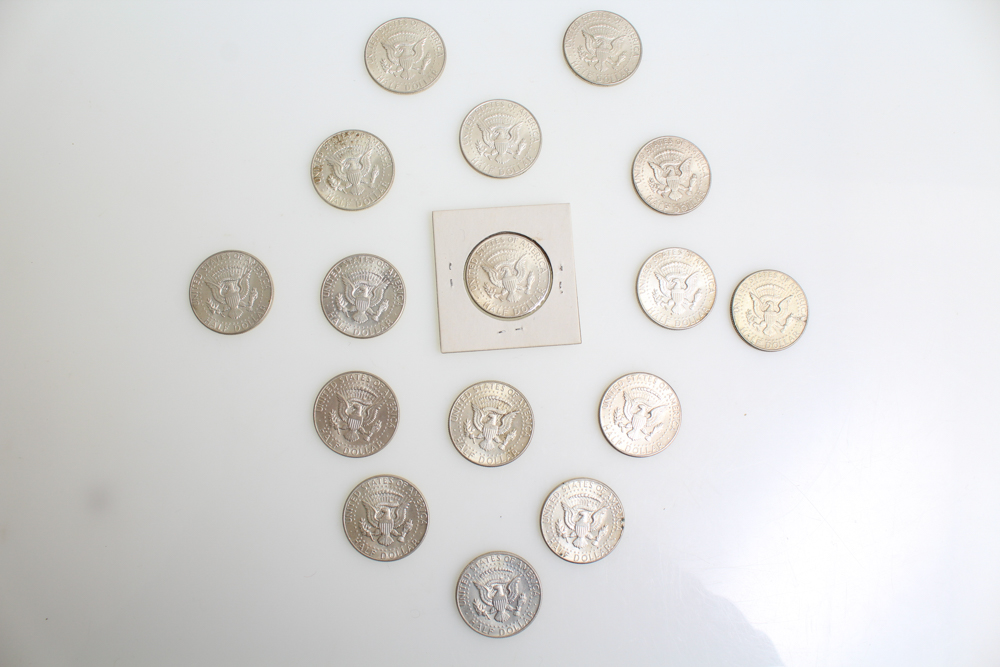 Sixteen 1964 Kennedy Half Dollars