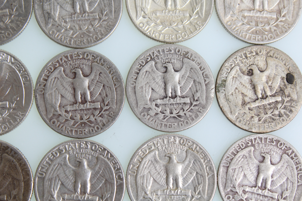 Thirty-One Washington Silver Quarters