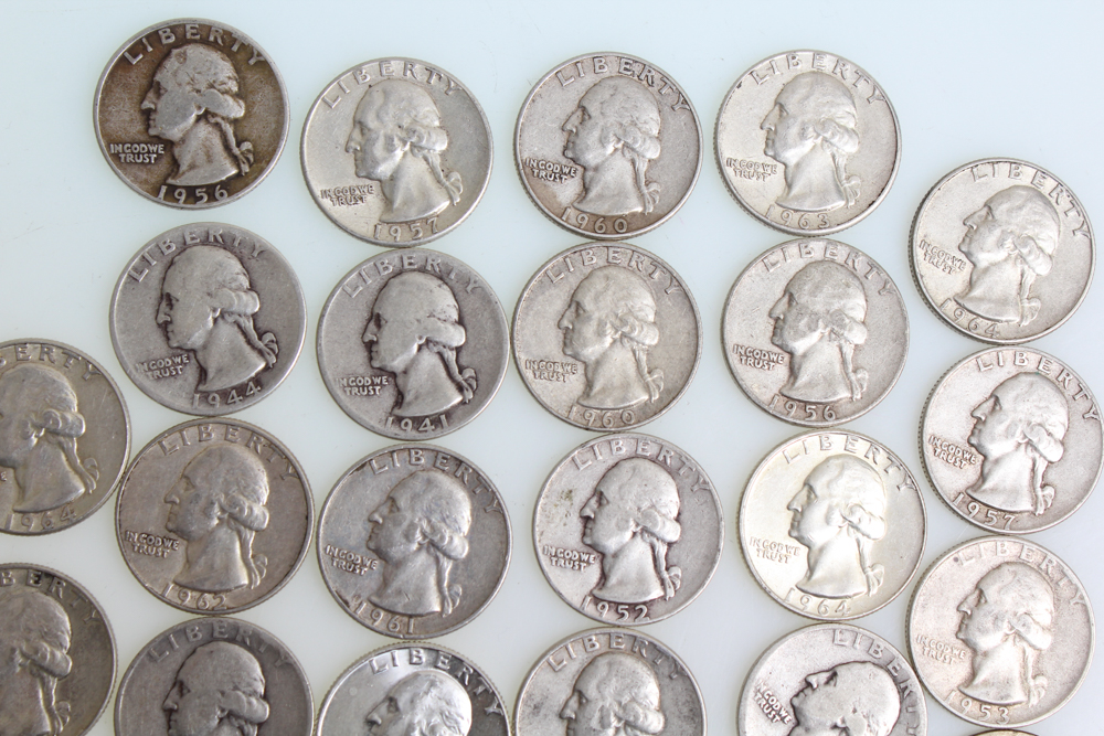 Thirty-One Washington Silver Quarters