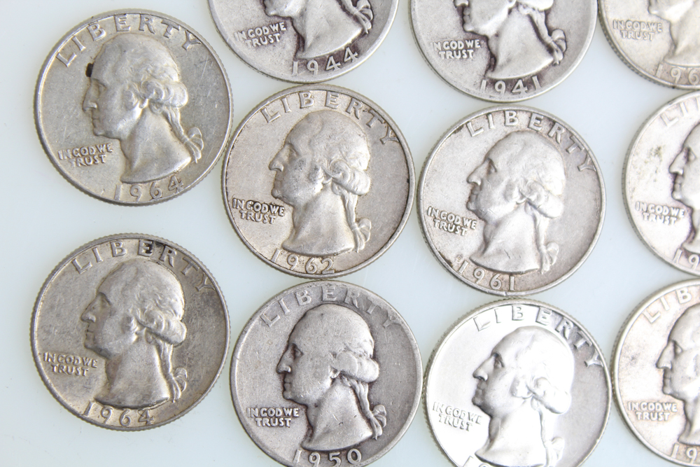 Thirty-One Washington Silver Quarters