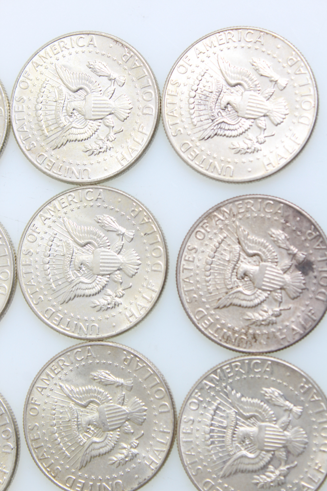 Sixteen 1964 Silver Kennedy Half Dollars