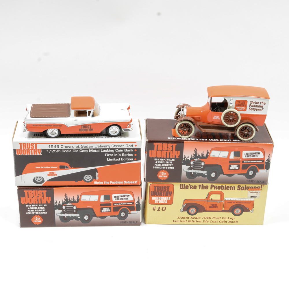 Trust Worthy Die-Cast Metal Model Car Coin Bank Collection