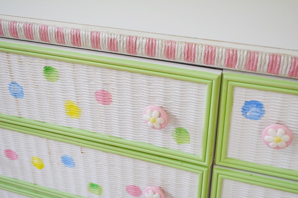 Painted Wicker Front Dresser and Wall Mirror by Lea-The Bedroom People