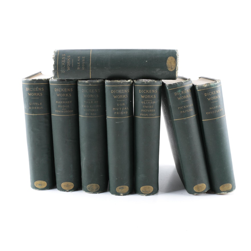 Late 19th Century Eight Volumes of "Dickens Works"