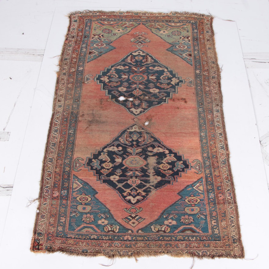 Semi- Antique Hand-Knotted Karaja Wool Accent Rug