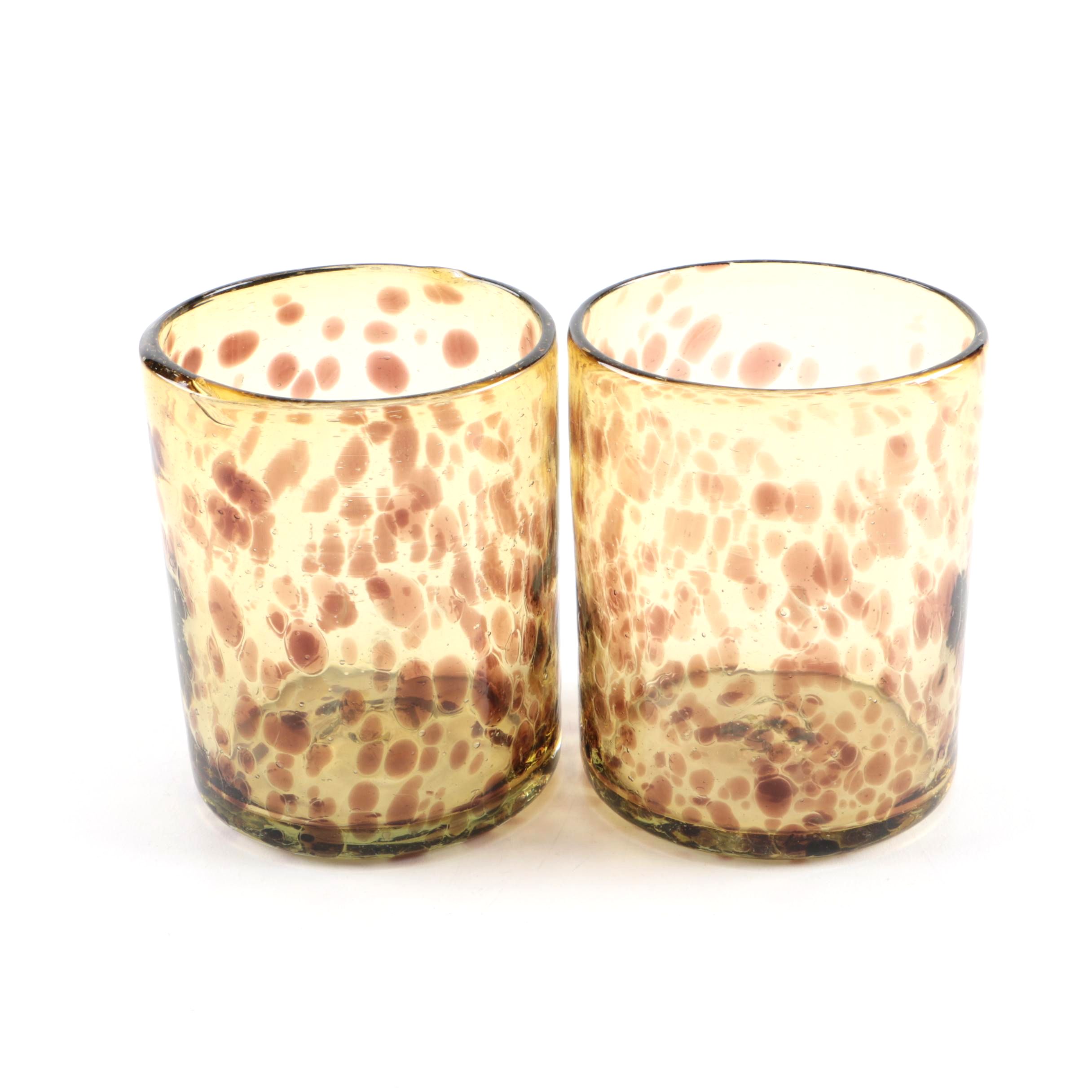 Handblown Art Glass Candle Holder Set