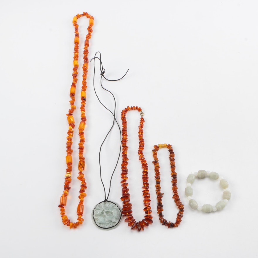 Amber and Gemstone Necklaces and Bracelet