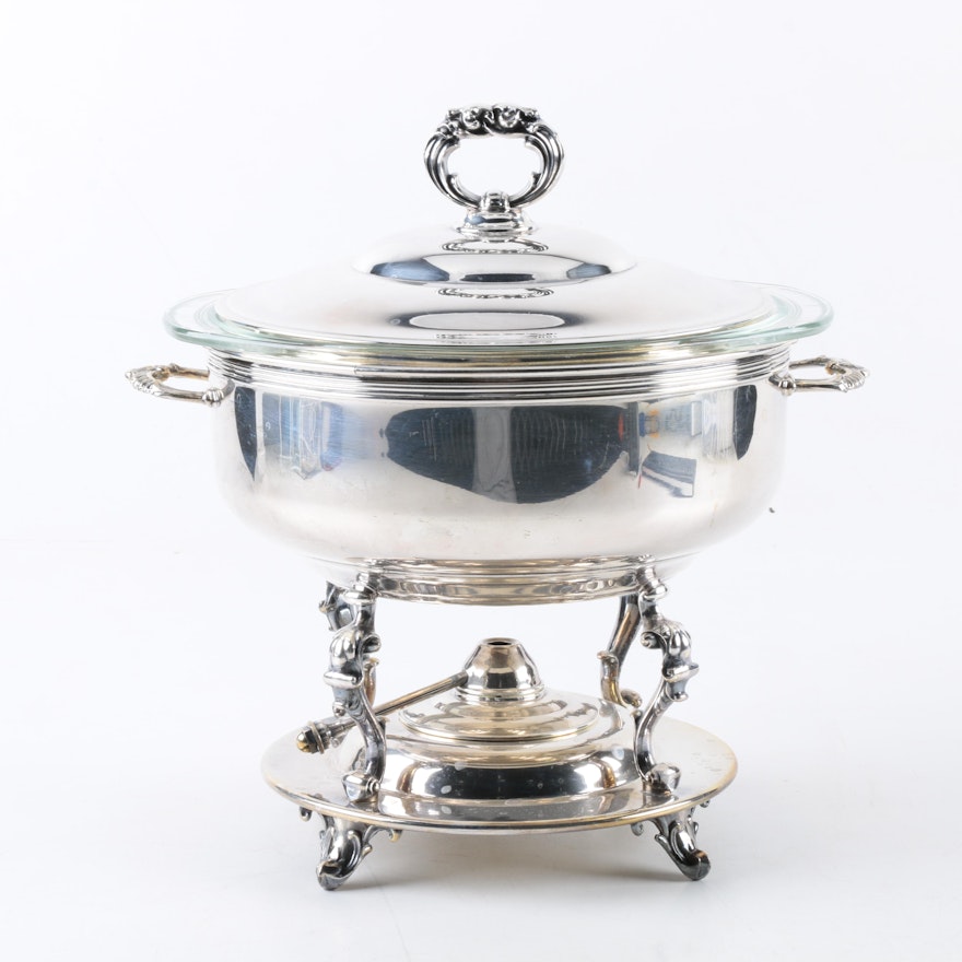 Silver Plate Chafing Dish with Burner