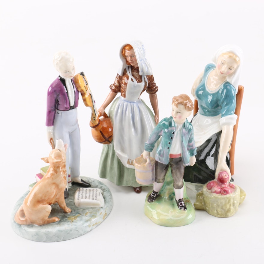 Royal Doulton Figurines Including "The Apple Maid" and "Jack"