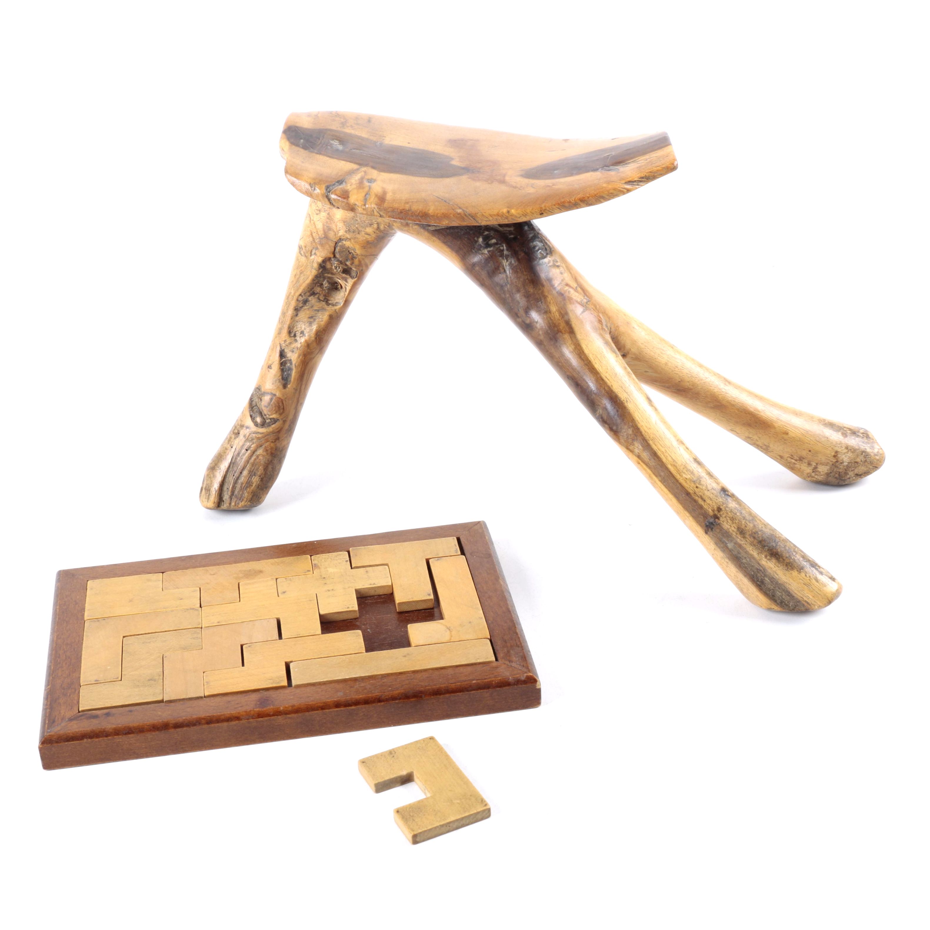 Wooden Puzzle and Stool